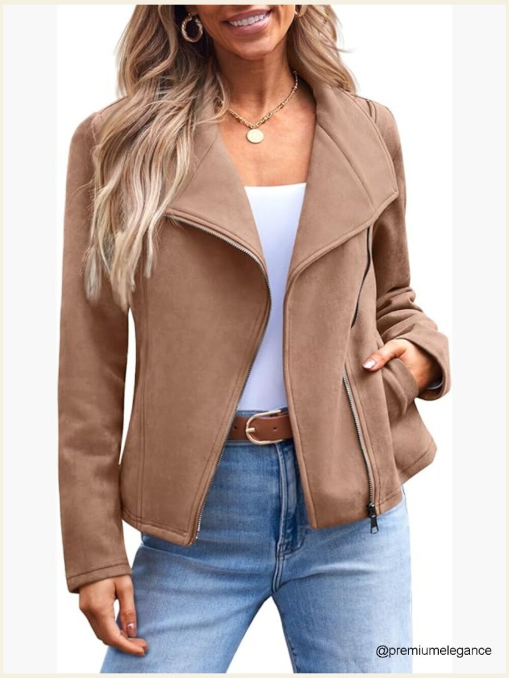Faux Suede Cropped Leather Jacket, Open Front Cardigan Style Coat